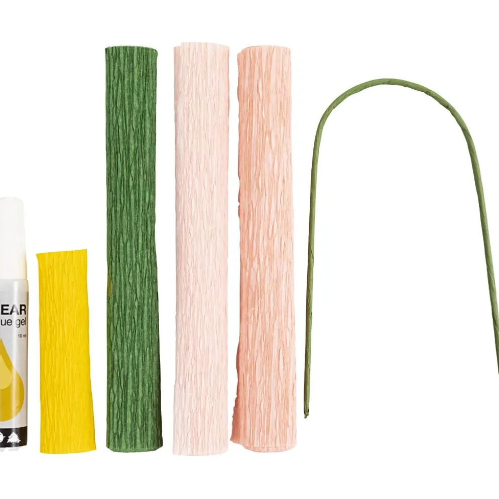 Mini DIY Kit Kräppapper, Pion, Stretchbarhet: 180%, 105 g, 1 förp.