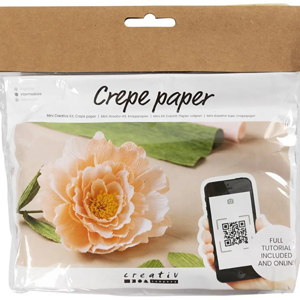 Mini DIY Kit Kräppapper, Pion, Stretchbarhet: 180%, 105 g, 1 förp.