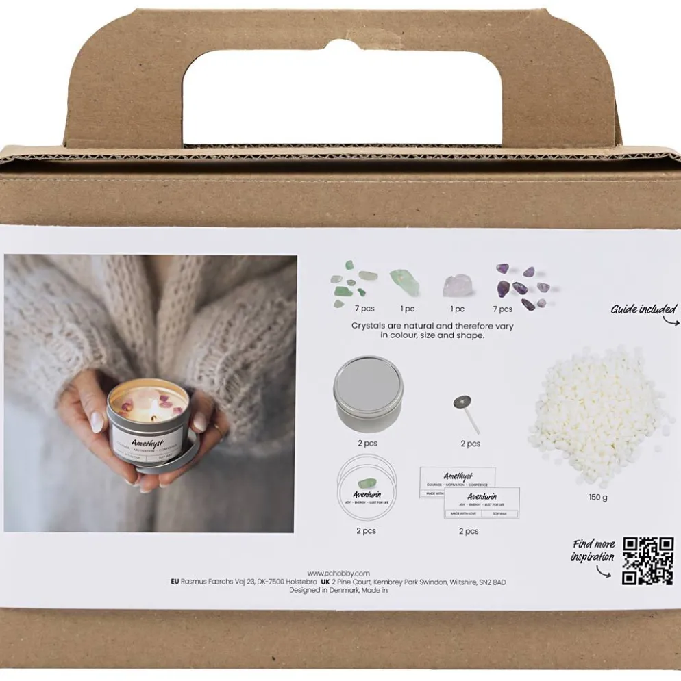 Mini DIY Kit Ljustillverkning, Sojaljus med aventurin och ametist, cream, off white, 1 förp.