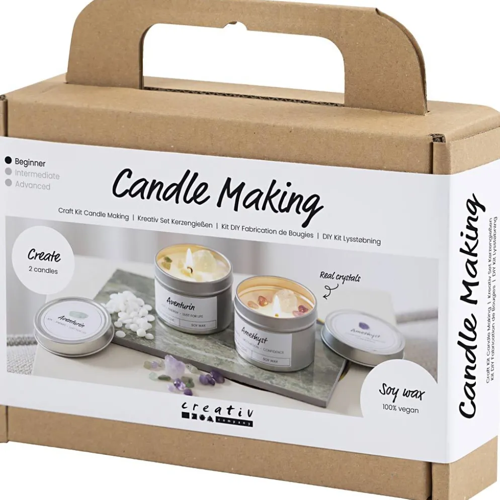 Mini DIY Kit Ljustillverkning, Sojaljus med aventurin och ametist, cream, off white, 1 förp.