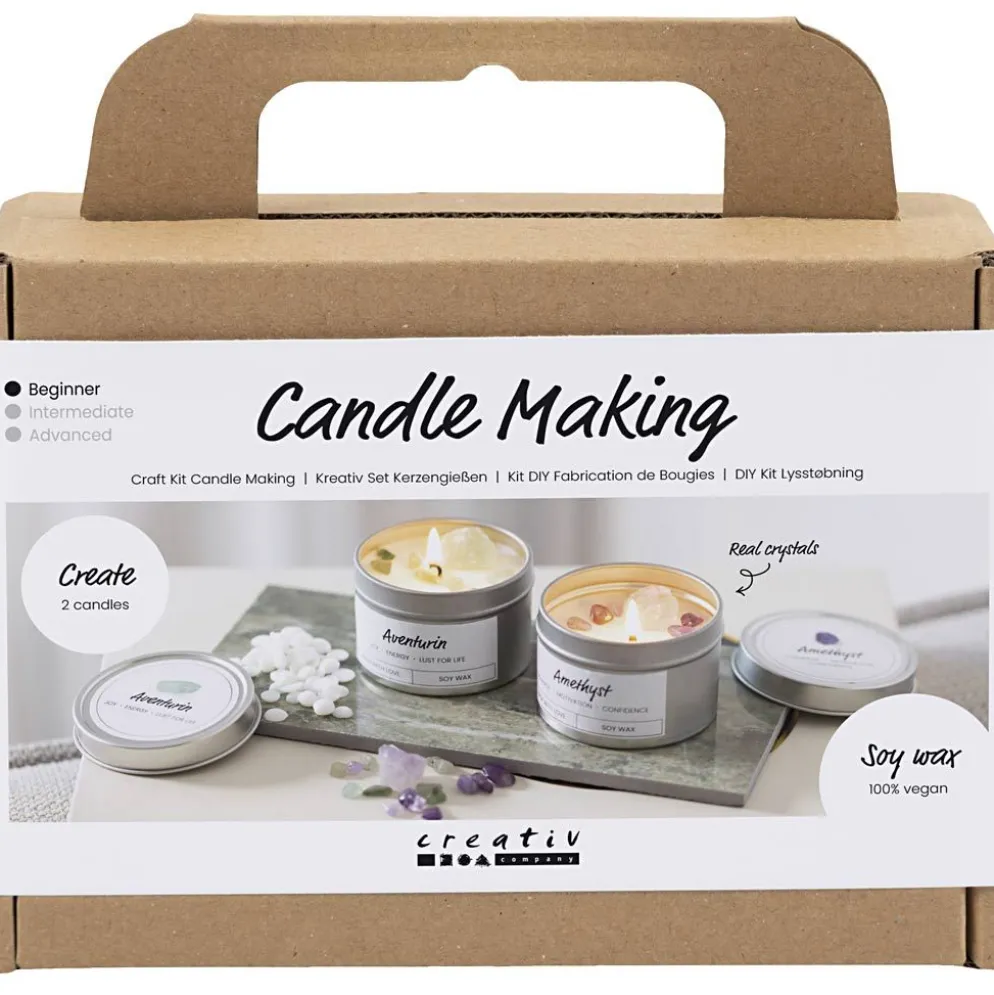 Mini DIY Kit Ljustillverkning, Sojaljus med aventurin och ametist, cream, off white, 1 förp.