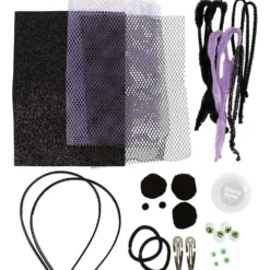 Mini DIY Kit Läskig Utklädnad, Hårband, hårspännen och hårband, svart, lila, 1 förp.