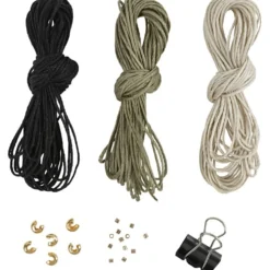 Mini DIY Kit Makramé, Armband, svart, olivbrun, sand, 1 förp.