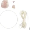 Mini DIY Kit Makramé, Drömfångare med rosenkvartskristall, ljusrosa, vit, 1 förp.