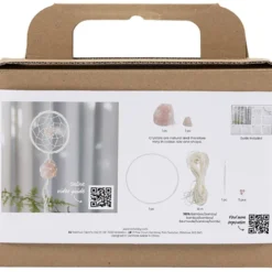 Mini DIY Kit Makramé, Drömfångare med rosenkvartskristall, ljusrosa, vit, 1 förp.