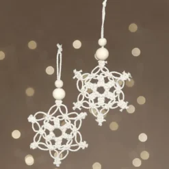 Mini DIY Kit, makramé iskristall/snöflinga, H: 10 cm, 1 förp.