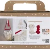 Mini DIY Kit Makramé, Jultomte, julröd, råvit, 1 förp.