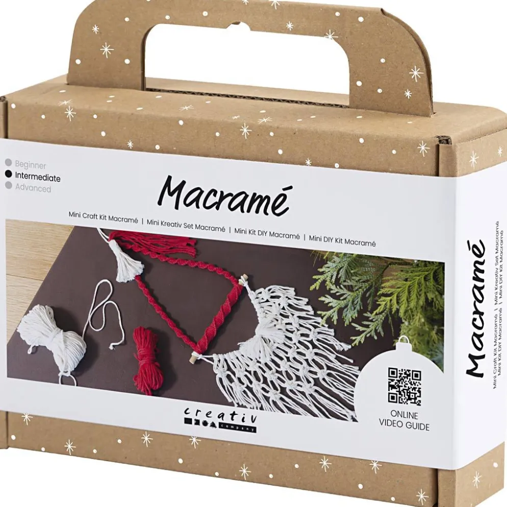 Mini DIY Kit Makramé, Jultomte, julröd, råvit, 1 förp.