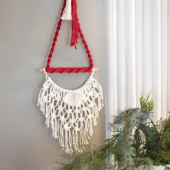 Mini DIY Kit Makramé, Jultomte, julröd, råvit, 1 förp.