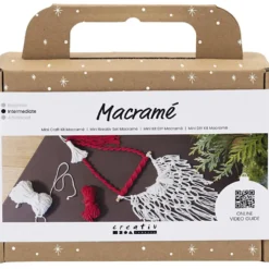 Mini DIY Kit Makramé, Jultomte, julröd, råvit, 1 förp.