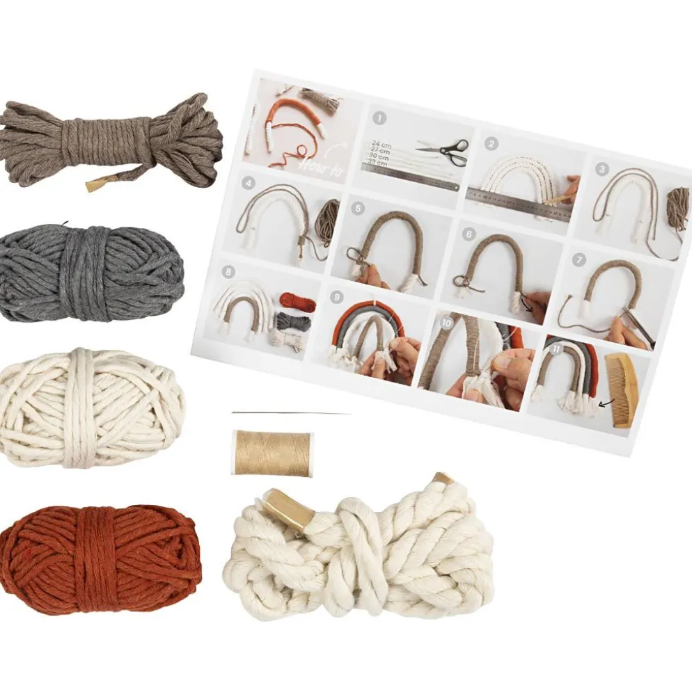 Mini DIY Kit Makramé, Regnbåge, 1 förp.