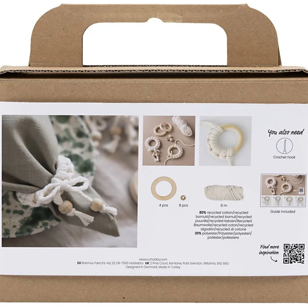 Mini DIY Kit Makramé, Servettring, off white, 1 förp.