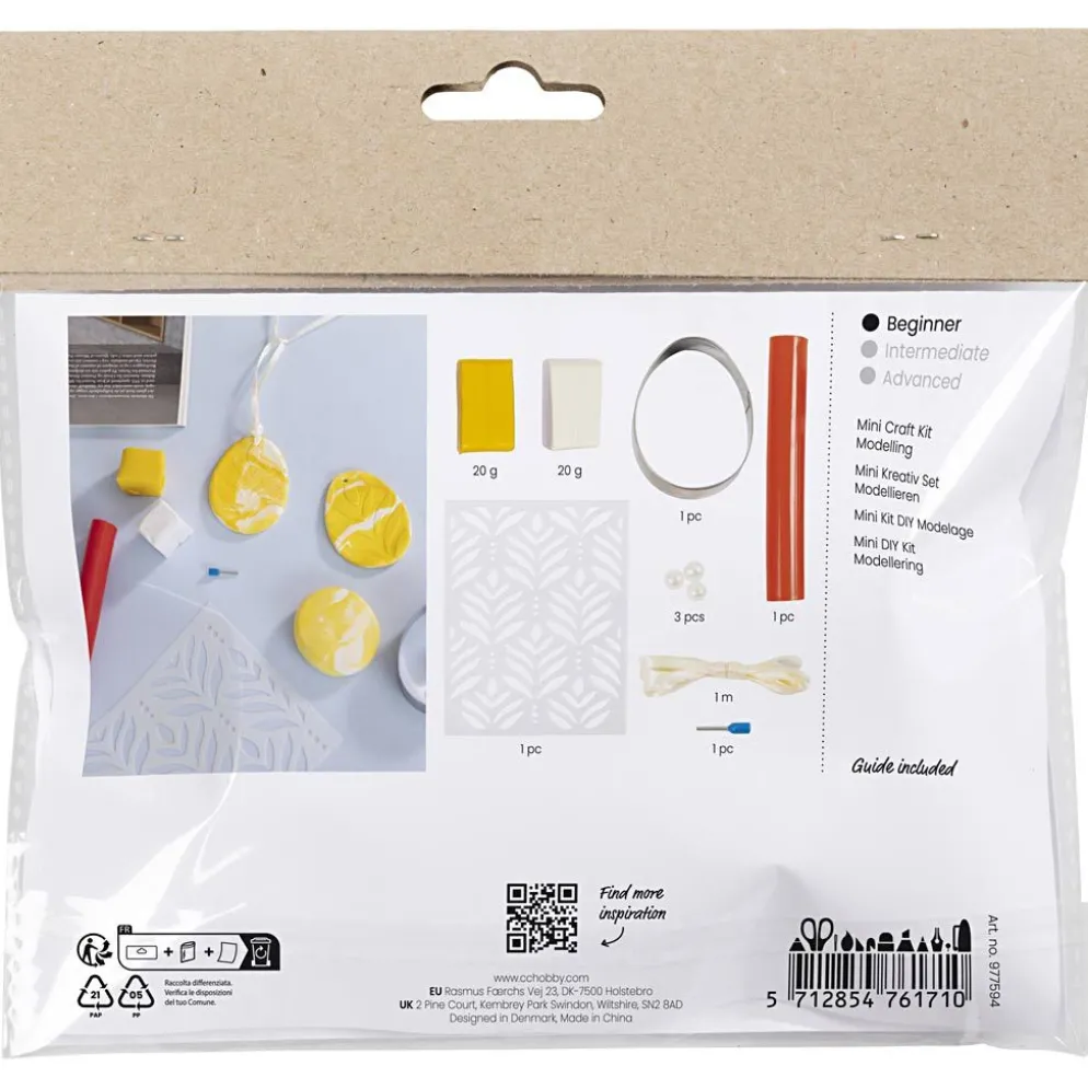 Mini DIY Kit Modellera, ägg, ljusgul, pastellfärger, 1 förp.