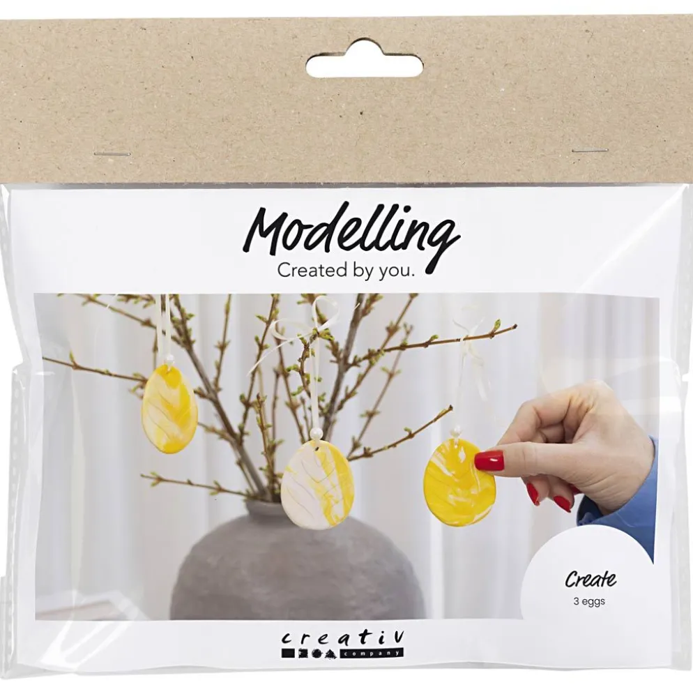 Mini DIY Kit Modellera, ägg, ljusgul, pastellfärger, 1 förp.