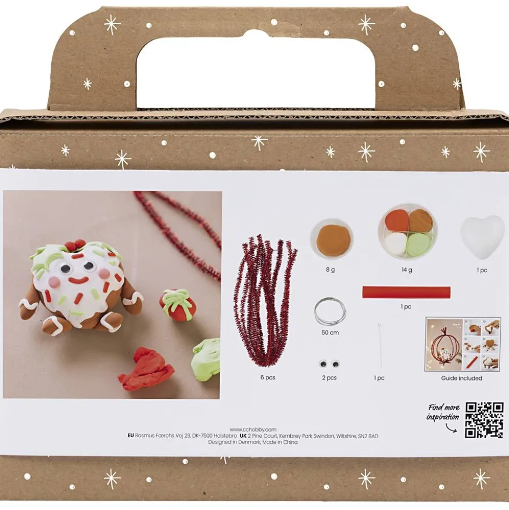 Mini DIY Kit Modellera, Hjärtformad julfigur, mixade färger, 1 förp.