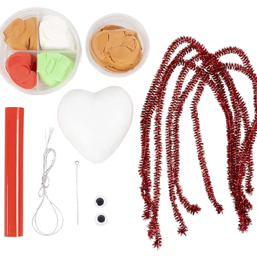 Mini DIY Kit Modellera, Hjärtformad julfigur, mixade färger, 1 förp.