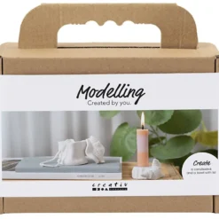 Mini DIY Kit Modellera, Ljushållare med skal, off white, 1 förp.