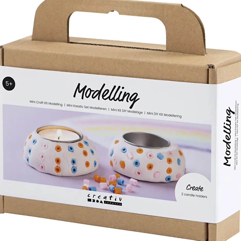 Mini DIY Kit Modellera, Ljusstakar, vit, 1 förp.