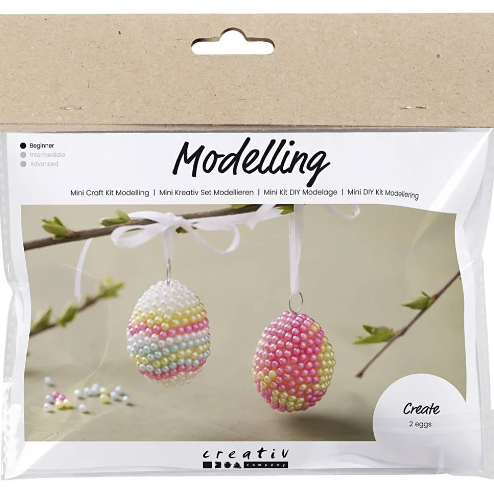 Mini DIY Kit Modellera, Pärlägg, pastellfärger, 1 förp.