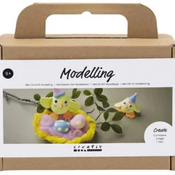 Mini DIY Kit Modellera, Påskfamilj, ljusblå, orange, pastellrosa, ljusgul, 1 förp.
