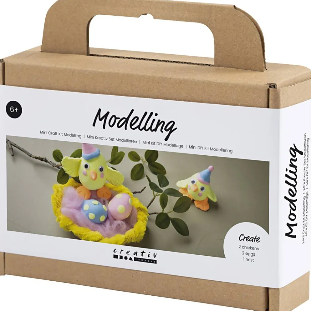 Mini DIY Kit Modellera, Påskfamilj, ljusblå, orange, pastellrosa, ljusgul, 1 förp.