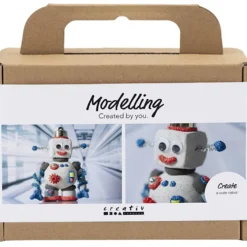 Mini DIY Kit Modellera, Robot, blå, grå, röd, 1 förp.