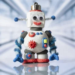 Mini DIY Kit Modellera, Robot, blå, grå, röd, 1 förp.