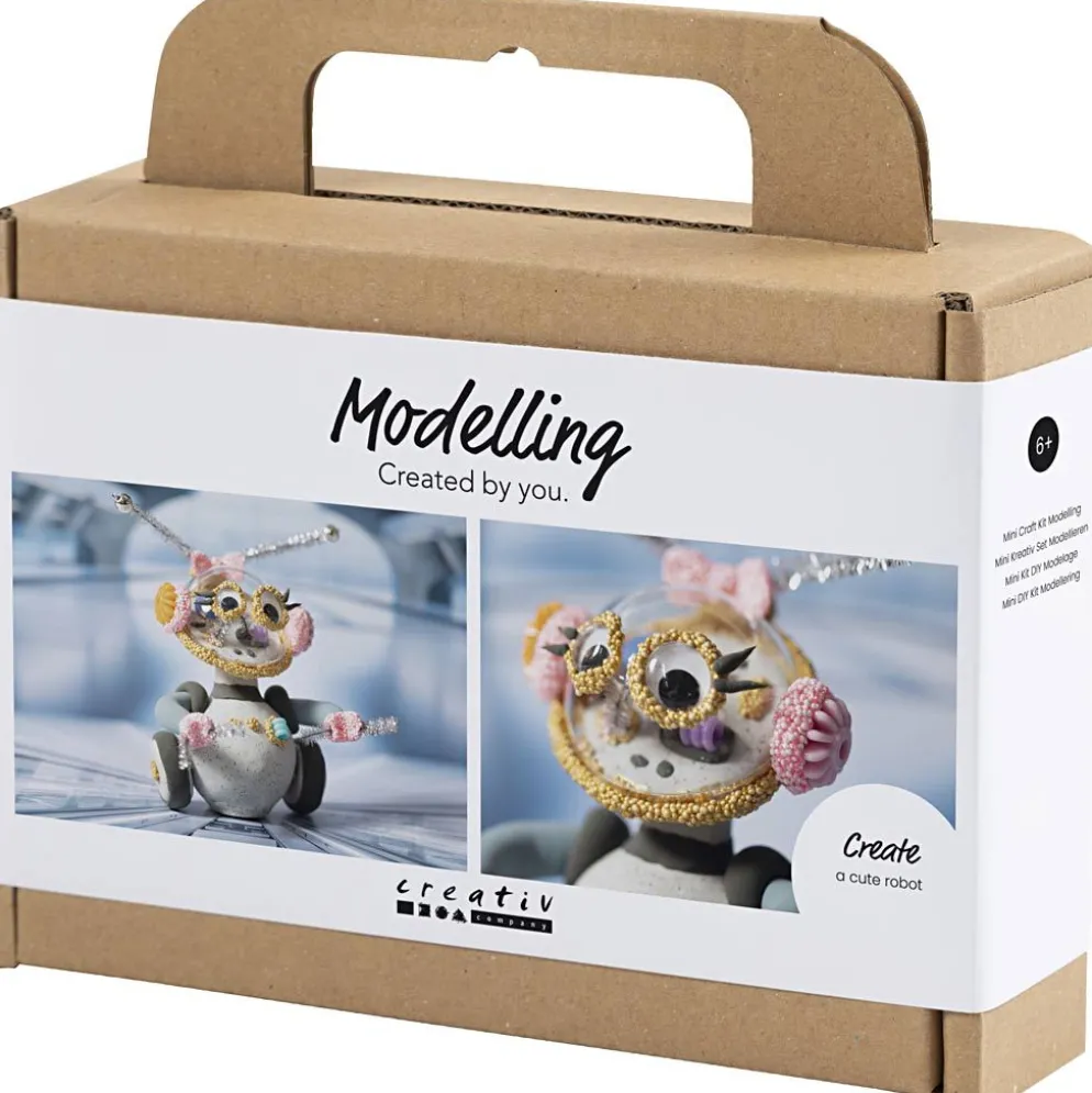Mini DIY Kit Modellera, robot, grå, rosa, 1 förp.