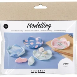 Mini DIY Kit modellera, Skålar, pastellblå, ljusrosa, 1 förp.