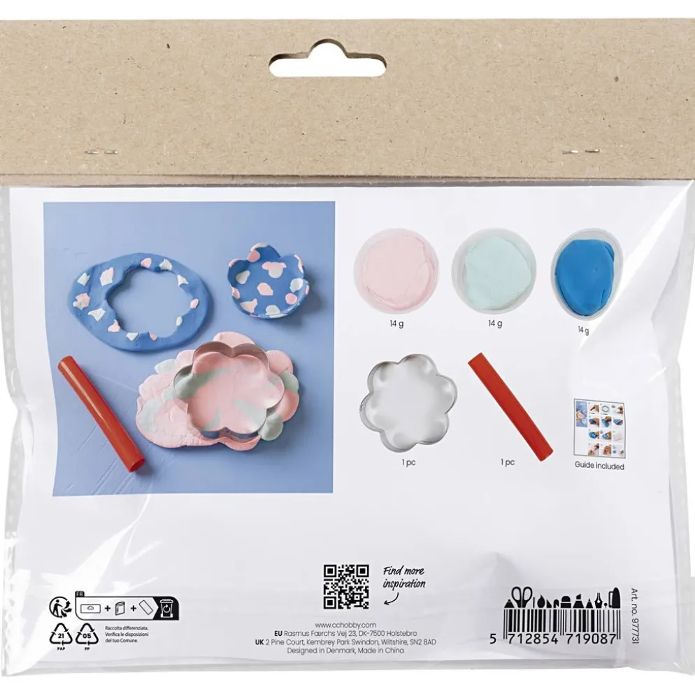 Mini DIY Kit modellera, Skålar, pastellblå, ljusrosa, 1 förp.