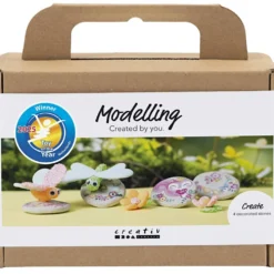 Mini DIY Kit Modellera, Sten med insekt, grå, ljusrosa, ljusturkos, 1 förp.