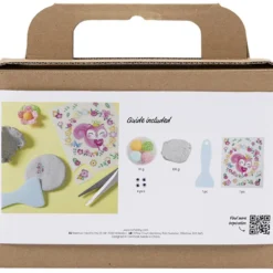 Mini DIY Kit Modellera, Sten med insekt, grå, ljusrosa, ljusturkos, 1 förp.