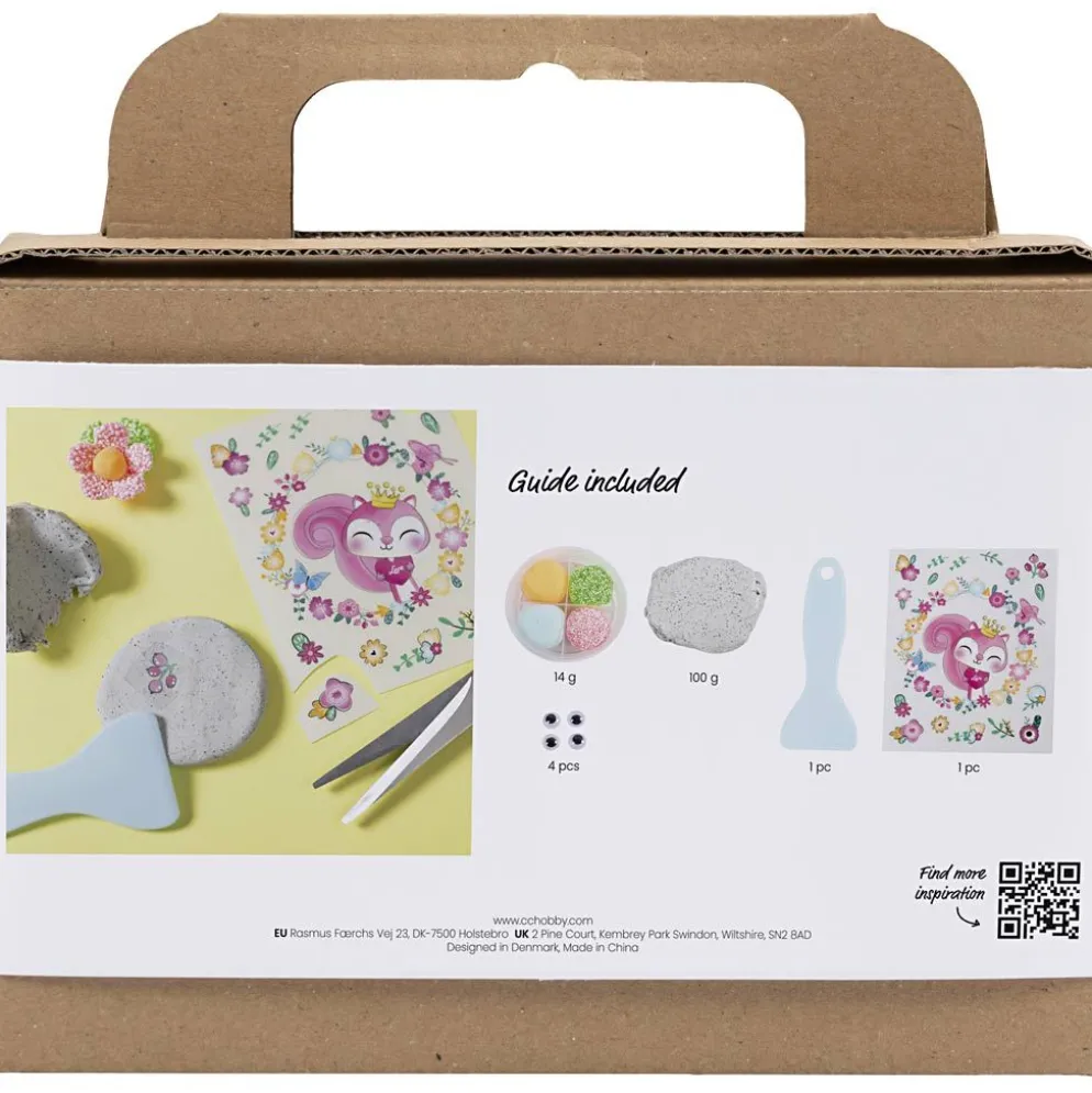 Mini DIY Kit Modellera, Sten med insekt, grå, ljusrosa, ljusturkos, 1 förp.