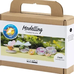 Mini DIY Kit Modellera, Sten med insekt, grå, ljusrosa, ljusturkos, 1 förp.