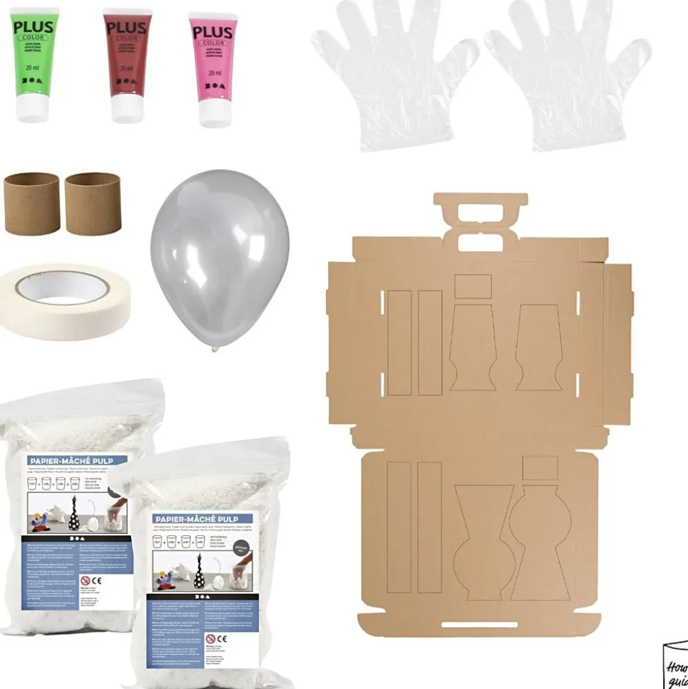 Mini DIY Kit Modellera, Vas av pappersmassa, mixade färger, 1 förp.