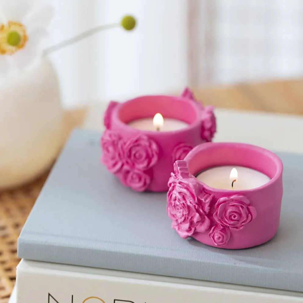 Mini DIY Kit Modellera, Värmeljushållare, rosa, 1 förp.