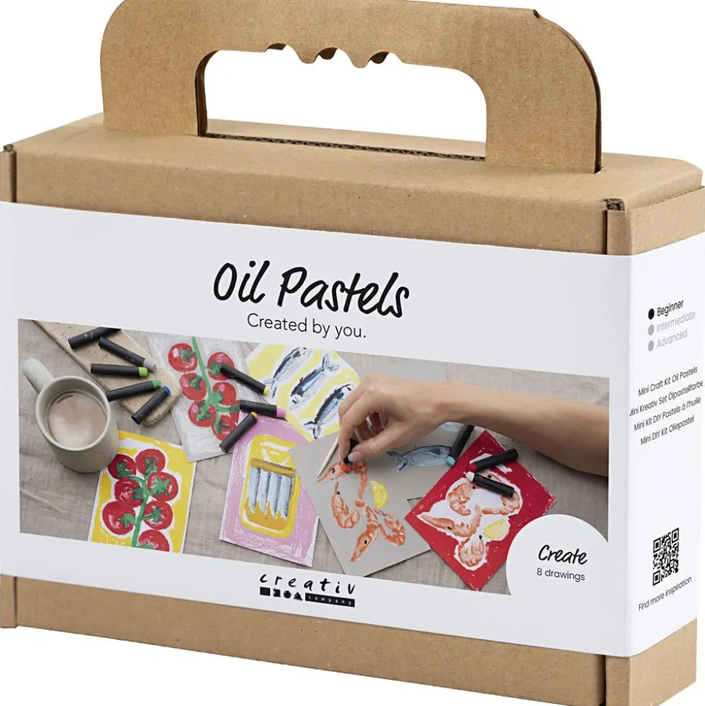 Mini DIY Kit Oljepastell, Fisk och skaldjur, grå, vit, 1 förp.