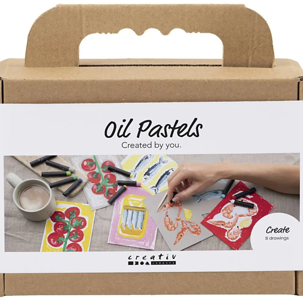 Mini DIY Kit Oljepastell, Fisk och skaldjur, grå, vit, 1 förp.