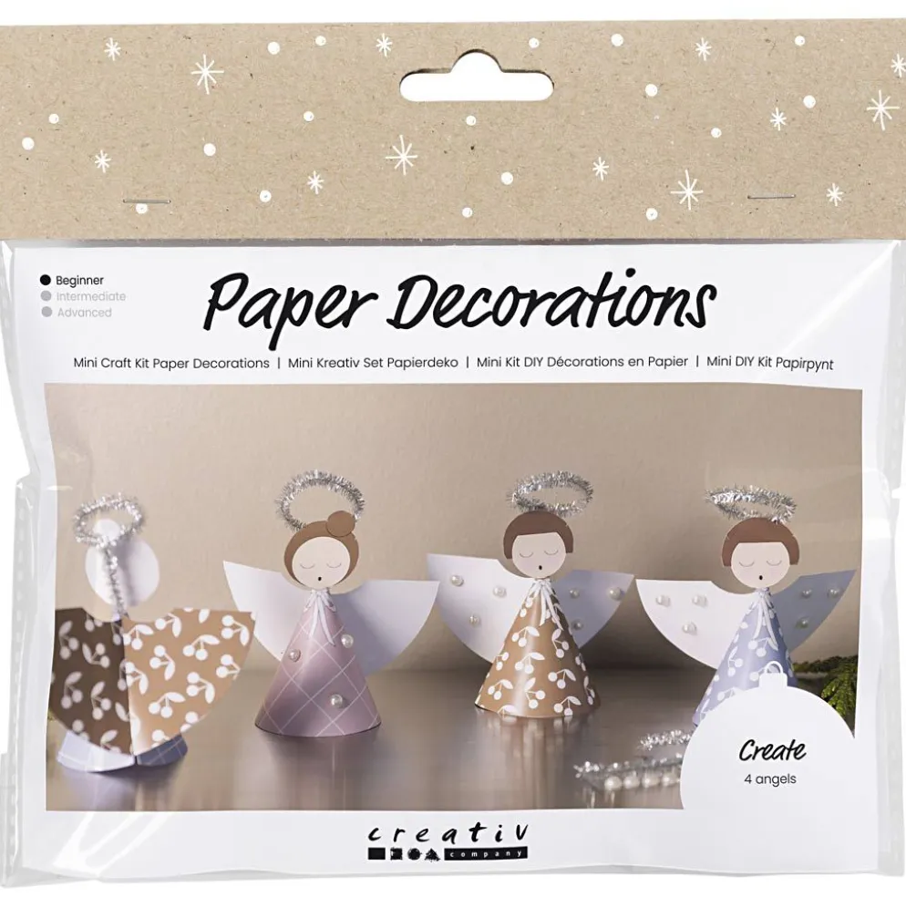 Mini DIY Kit Pappersdekoration, Änglar, mixade färger, 1 förp.