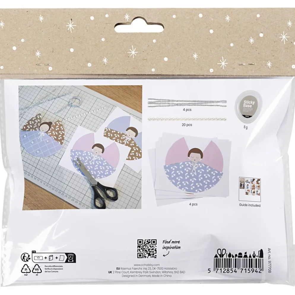 Mini DIY Kit Pappersdekoration, Änglar, mixade färger, 1 förp.