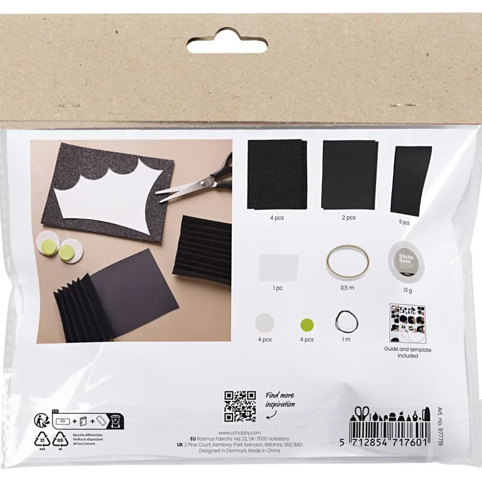 Mini DIY Kit Pappersdekoration, Fladdermöss, svart, vit, 1 förp.
