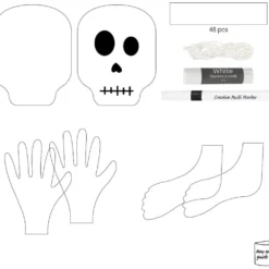 Mini DIY Kit Pappersdekoration, Skelett, svart/vit, 1 förp.
