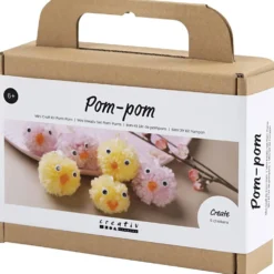 Mini DIY Kit Pompom, Kycklingar, mixade färger, 1 förp.