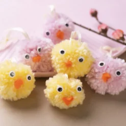 Mini DIY Kit Pompom, Kycklingar, mixade färger, 1 förp.