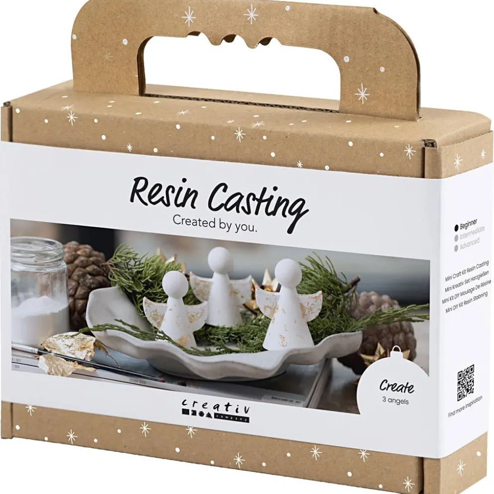 Mini DIY Kit Resingjutning, Änglar, guld metall, vit, 1 förp.
