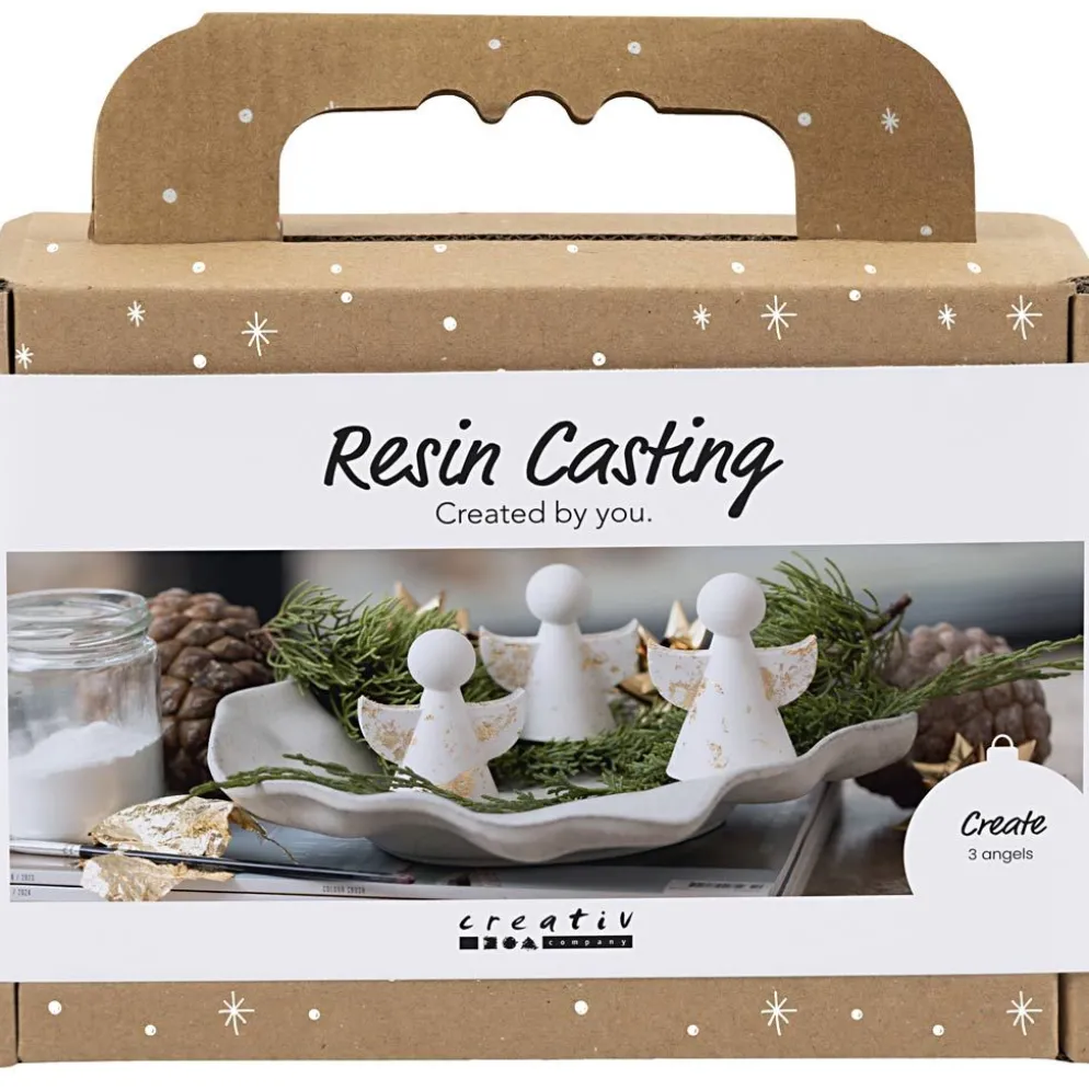 Mini DIY Kit Resingjutning, Änglar, guld metall, vit, 1 förp.