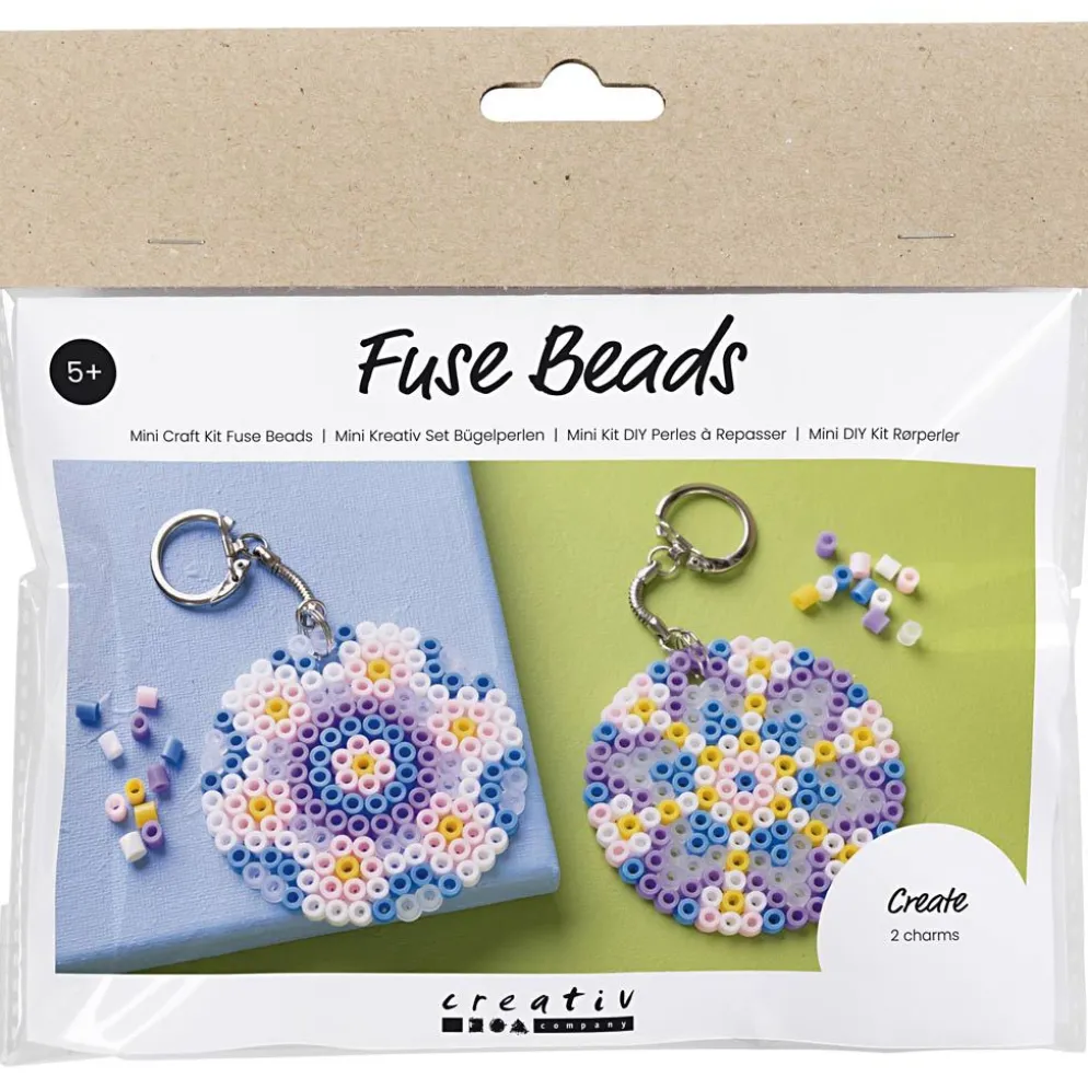 Mini DIY Kit Rörpärlor, Charms/väskdekorationer, mixade färger, 1 förp.