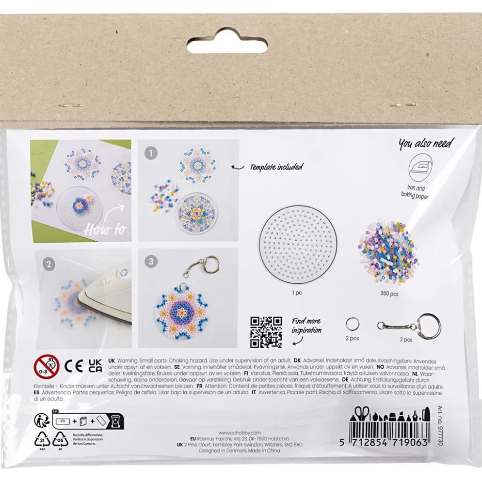 Mini DIY Kit Rörpärlor, Charms/väskdekorationer, mixade färger, 1 förp.