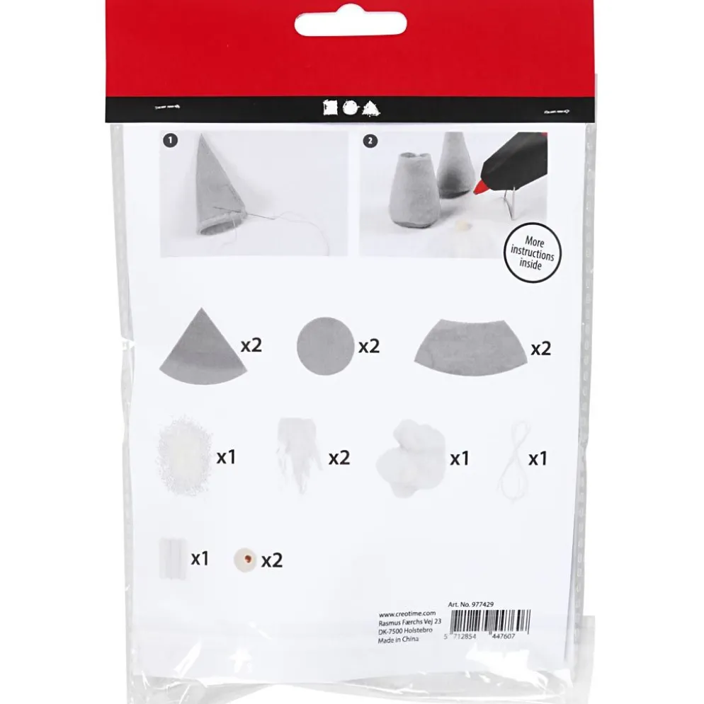 Mini DIY Kit, Skandinavisk tomte, H: 12 cm, grå, 1 förp.