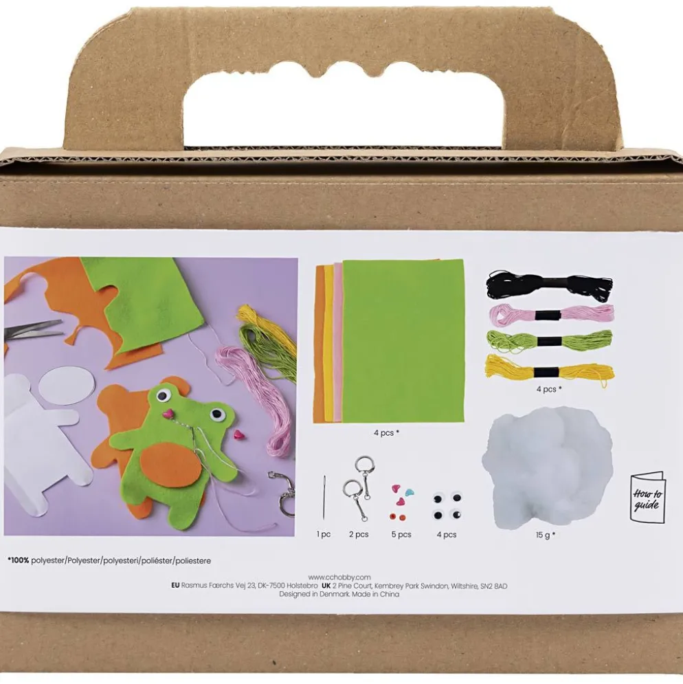 Mini DIY Kit Sömnad, Groda och nalle, mixade färger, 1 förp.